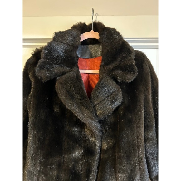 Olympia Fashions Vintage Faux Fur Coat Dark Brown Womens Small NO TAG USA Made - Picture 2 of 11